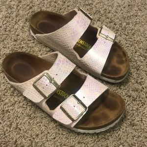 Iridescent reptile Birkenstocks